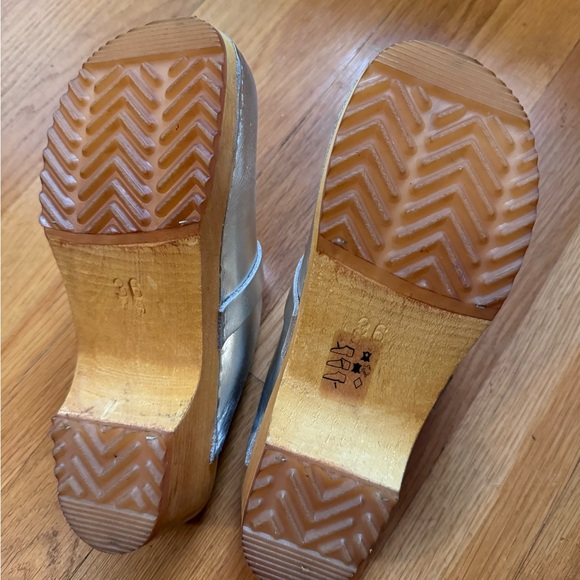 Silver Wooden Clogs - worn once - Picture 3 of 3